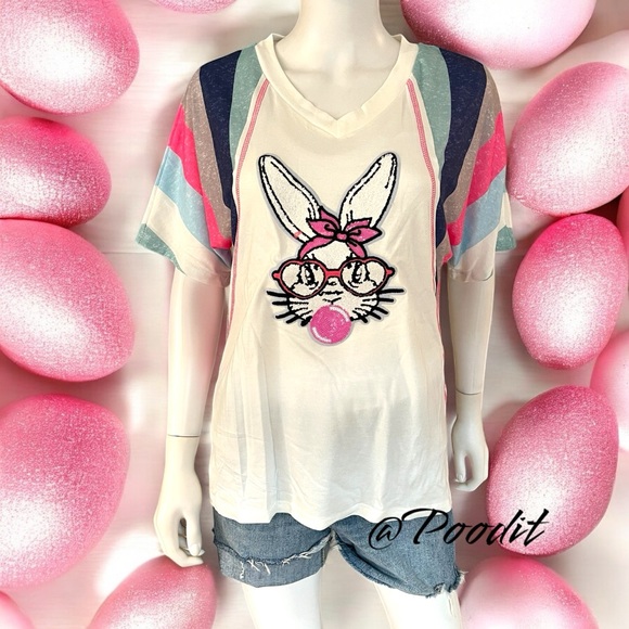 High low loose fit bubblegum bunny tee S M L XL - Picture 3 of 7